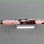 Gold plated rollerball pen with brown resin & brown mallee burl timber